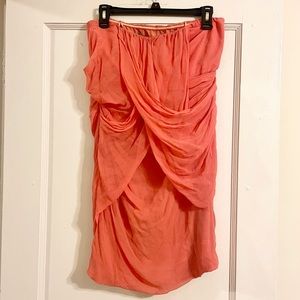 Strapless Rose Pink Silk Mini Cocktail Formal Party Dress | Flirty Layered